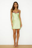 Blooming Confidence Satin Mini Dress Lime