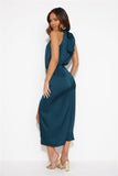 All For Passion Satin Maxi Dress Teal