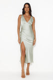 Accepting You Satin Midi Dress Sage