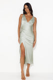 Accepting You Satin Midi Dress Sage