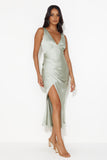 Accepting You Satin Midi Dress Sage