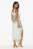 Accepting You Satin Midi Dress Sage