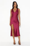 Accepting You Satin Midi Dress Plum