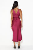 Accepting You Satin Midi Dress Plum