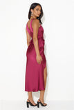 Accepting You Satin Midi Dress Plum