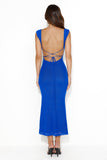 Beauty Guide Backless Mesh Maxi Dress Blue