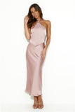 Welcome Style Halter Satin Midi Dress Blush