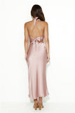 Welcome Style Halter Satin Midi Dress Blush