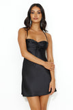 All The Gorg Girls Satin Mini Dress Black