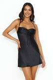 All The Gorg Girls Satin Mini Dress Black