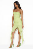 Zesty Lime Mesh Midi Dress Green