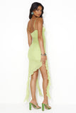 Zesty Lime Mesh Midi Dress Green