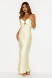 Welcome Spring Satin Maxi Dress Yellow