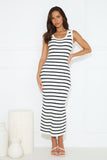 Take Your Place Knit Ribbed Maxi Dress White