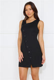 Beachside Beauty Linen Blend Mini Dress Black