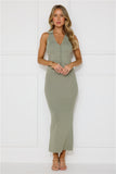 Mayfair Ribbed Maxi Skirt Khaki