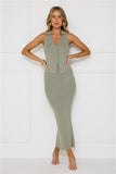 Mayfair Ribbed Maxi Skirt Khaki