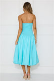 Adelaide Strapless Bubble Midi Dress Blue