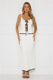 Polar Party Knit Maxi Skirt White