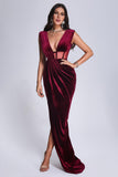 Saffron Velvet Maxi Dress - Red - Bellabarnett