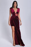 Saffron Velvet Maxi Dress - Red