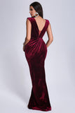 Saffron Velvet Maxi Dress - Red