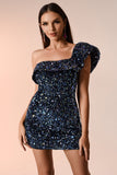 Macoy One Shoulder Sequin Mini Dress - Bellabarnett