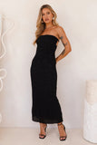 Aura Of Brilliance Strapless Plisse Maxi Dress Black