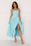 Wedded Romance Strapless Bubble Midi Dress Blue