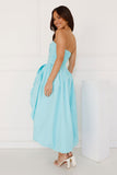 Wedded Romance Strapless Bubble Midi Dress Blue