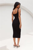 Simple Love Ribbed Midi Dress Black