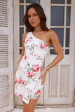 Attracting Romance One Shoulder Mini Dress White