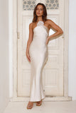 Admired By All Satin Halter Maxi Dress Champagne