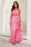 Worthy Of Roses Frill Maxi Skirt Pink