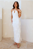 Admired From All Angles Halter Maxi Dress White