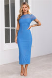 Bright To Dark Mesh Maxi Dress Blue