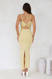 Until The Morning Ribbed Maxi Dress Yellow