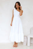 Calm Silence One Shoulder Maxi Dress White