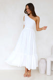 Calm Silence One Shoulder Maxi Dress White