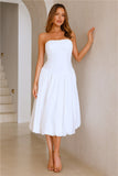 Adelaide Strapless Bubble Midi Dress White