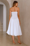 Adelaide Strapless Bubble Midi Dress White