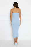 Curves For Days Strapless Ribbed Midi Dress Blue