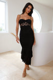 All Gathered Mesh Maxi Dress Black