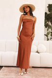 Calling You Satin Maxi Dress Brown