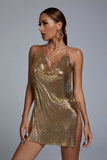 Naku Diamante Mini Dress - Gold