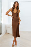 Text Me Later Midi Dress Brown