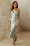 Always Love Yourself Satin Midi Dress Sage