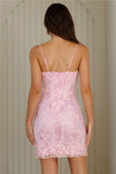 Absorbing Beauty Sequin Mesh Mini Dress Pink