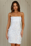 Absorbing Beauty Sequin Mesh Mini Dress White