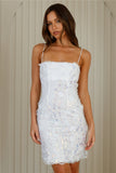 Absorbing Beauty Sequin Mesh Mini Dress White